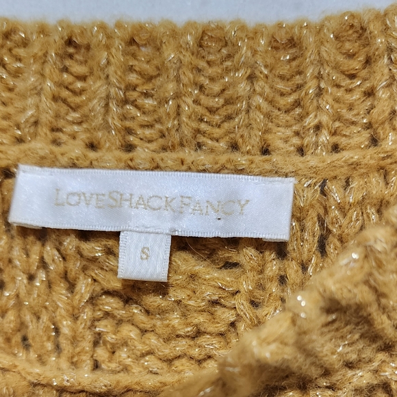 Loveshackfancy Rosie Cable Knit Sweater Amber Puff Sleeves Pullover S - Picture 6 of 10